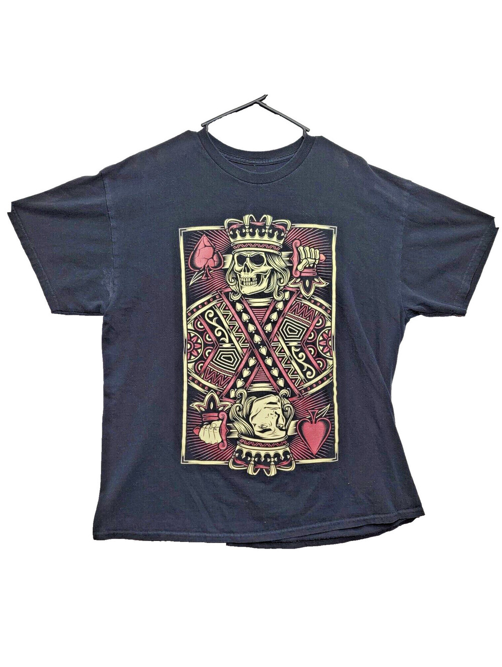 ODM Skull King of Hearts Playing Card Black  Men's Size XL X-Large Suicide King